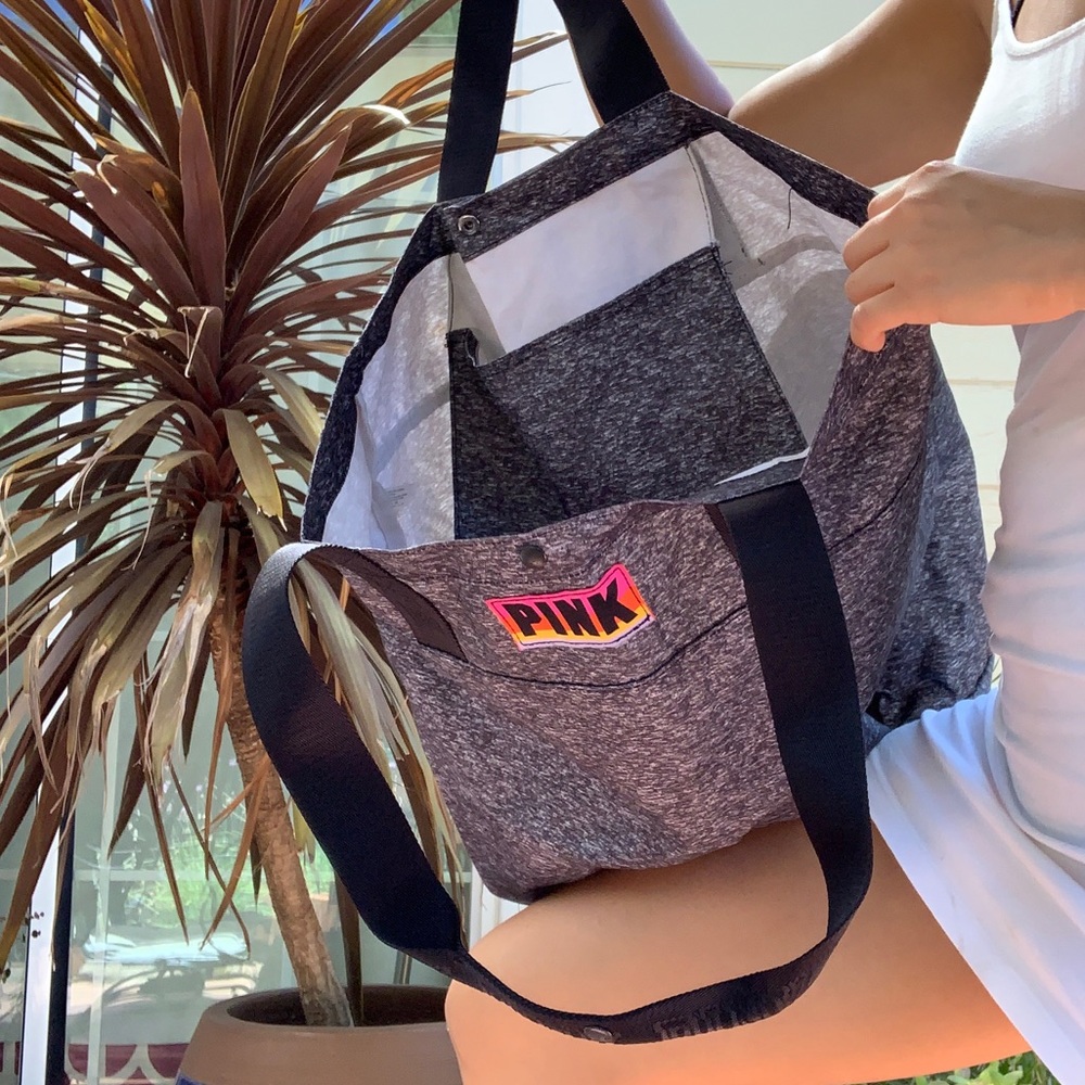 A grey tote bag